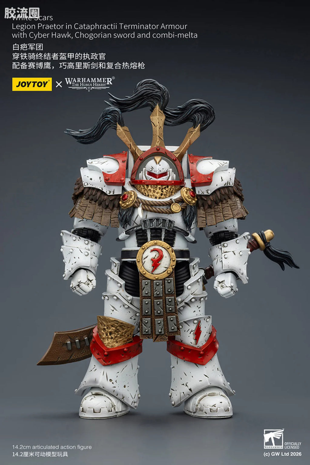 JoyToy Hogorianswordandcombi Meltawhite Scars Legion Praetor In Cataphractii Terminator Armour With Cyber Hawk Chogorian Sword And Combi Melta