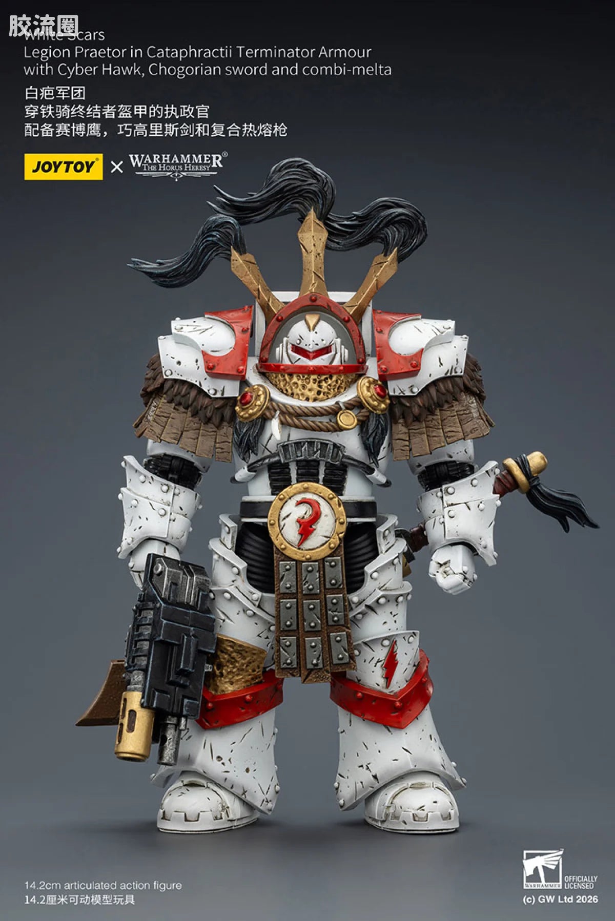 JoyToy Hogorianswordandcombi Meltawhite Scars Legion Praetor In Cataphractii Terminator Armour With Cyber Hawk Chogorian Sword And Combi Melta