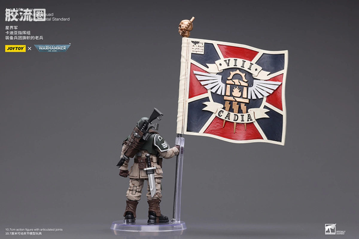 JoyToy Astra Militarum Cadian Command Squad Veteran With Regimental Standard