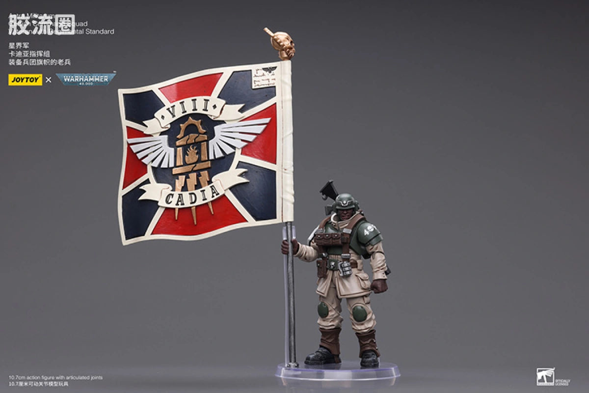 JoyToy Astra Militarum Cadian Command Squad Veteran With Regimental Standard