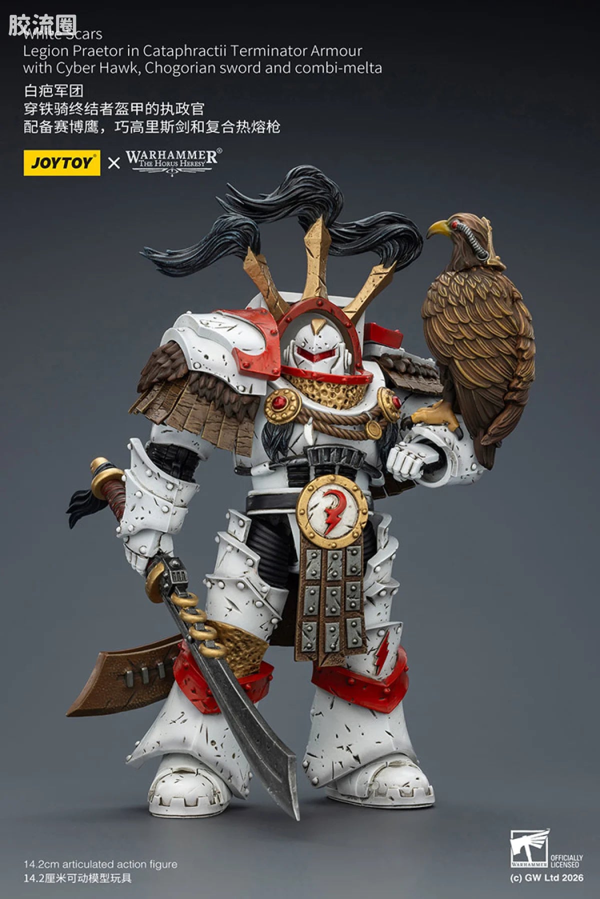 JoyToy Hogorianswordandcombi Meltawhite Scars Legion Praetor In Cataphractii Terminator Armour With Cyber Hawk Chogorian Sword And Combi Melta