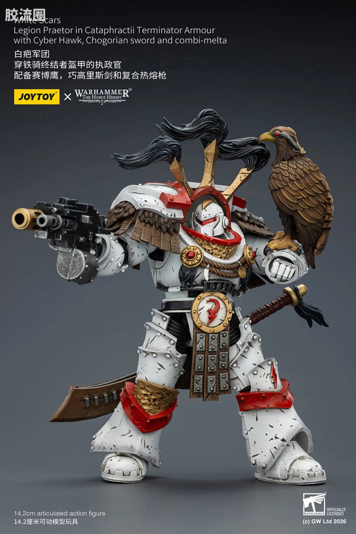 JoyToy Hogorianswordandcombi Meltawhite Scars Legion Praetor In Cataphractii Terminator Armour With Cyber Hawk Chogorian Sword And Combi Melta