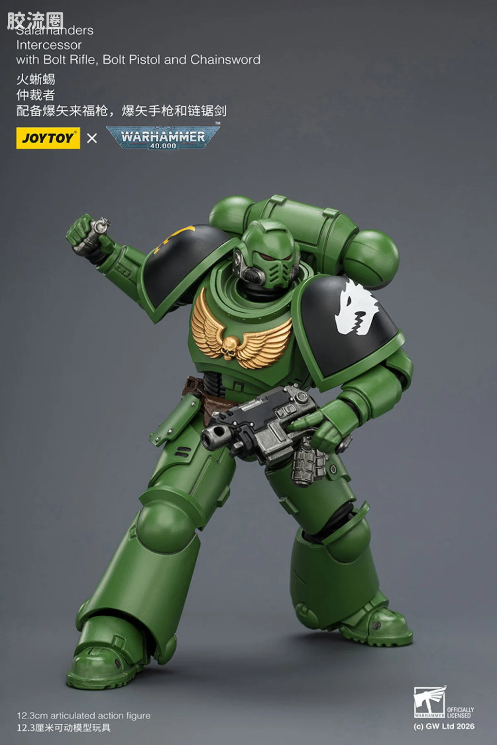 JoyToy Salamanders Intercessor With Bolt Rifle Bolt Pistol And Chainsword