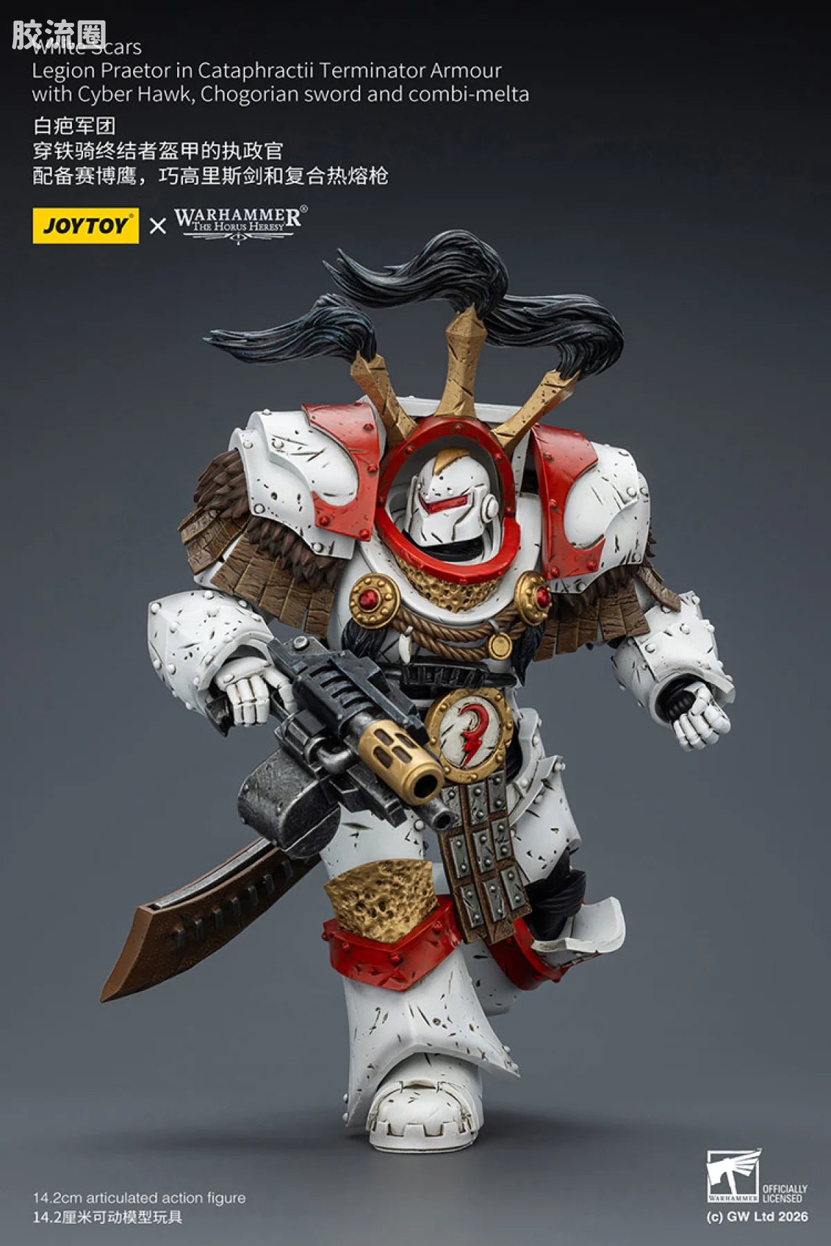 JoyToy Hogorianswordandcombi Meltawhite Scars Legion Praetor In Cataphractii Terminator Armour With Cyber Hawk Chogorian Sword And Combi Melta