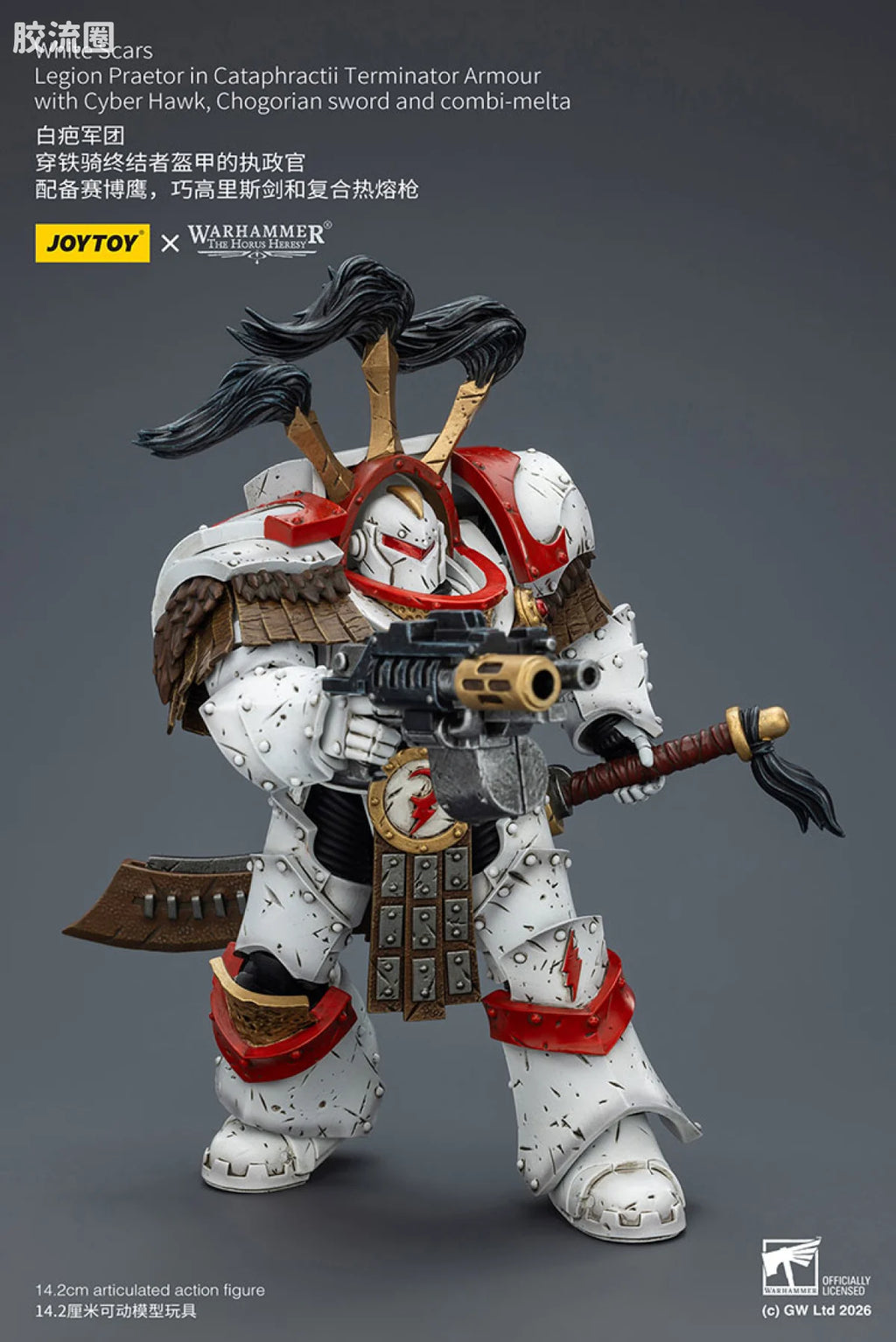 JoyToy Hogorianswordandcombi Meltawhite Scars Legion Praetor In Cataphractii Terminator Armour With Cyber Hawk Chogorian Sword And Combi Melta