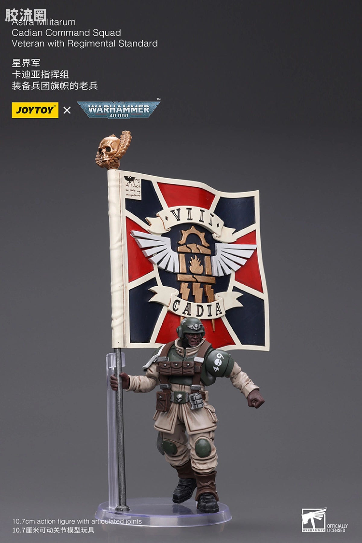 JoyToy Astra Militarum Cadian Command Squad Veteran With Regimental Standard