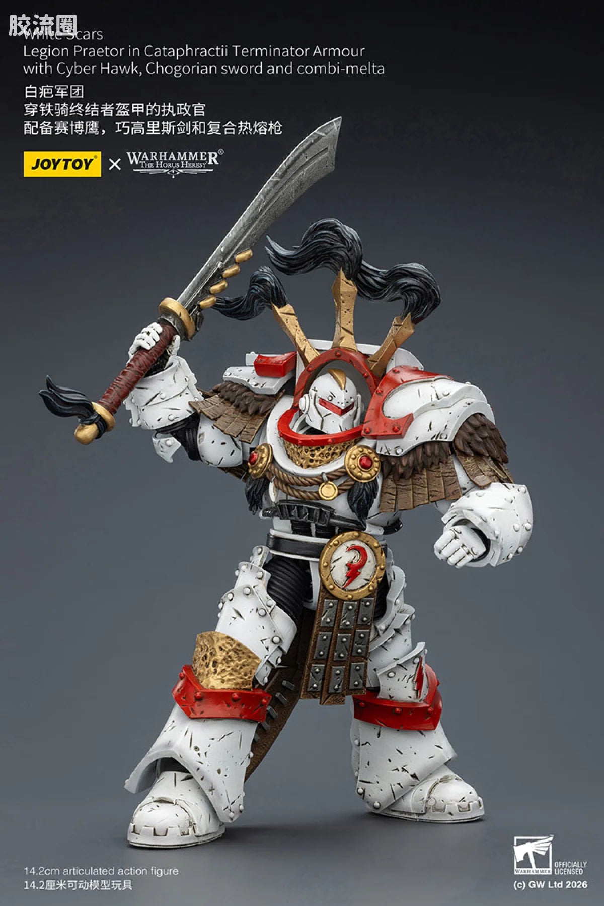 JoyToy Hogorianswordandcombi Meltawhite Scars Legion Praetor In Cataphractii Terminator Armour With Cyber Hawk Chogorian Sword And Combi Melta