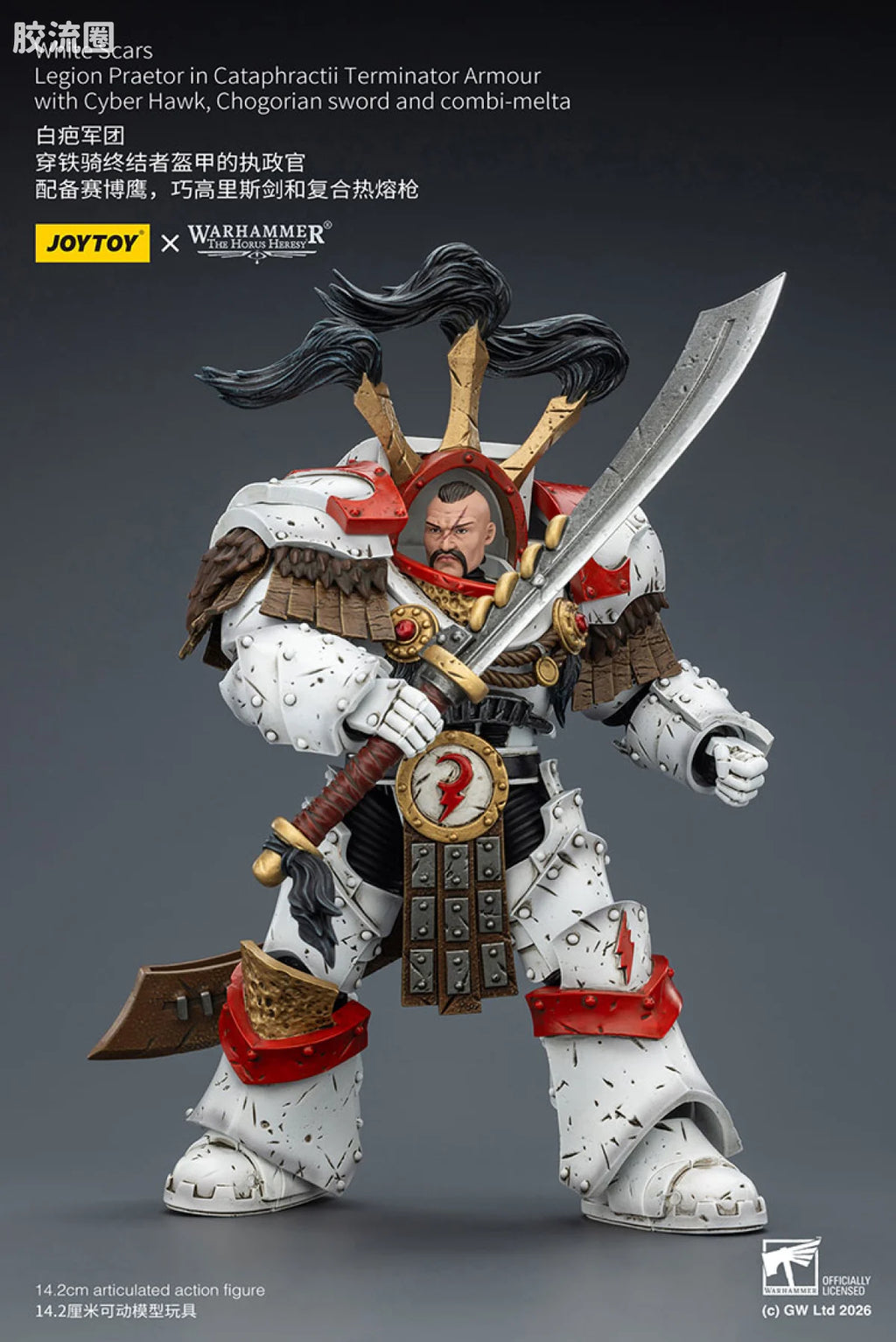 JoyToy Hogorianswordandcombi Meltawhite Scars Legion Praetor In Cataphractii Terminator Armour With Cyber Hawk Chogorian Sword And Combi Melta