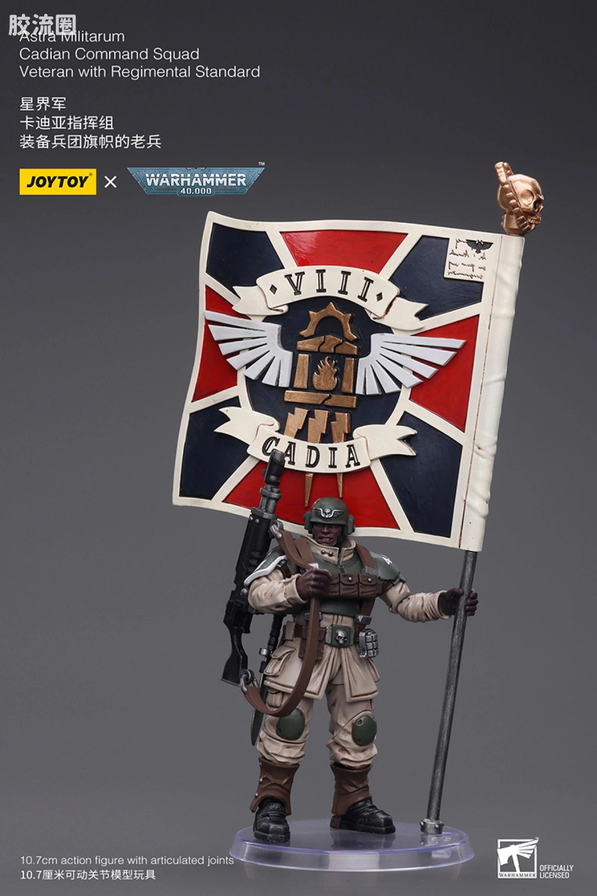 JoyToy Astra Militarum Cadian Command Squad Veteran With Regimental Standard