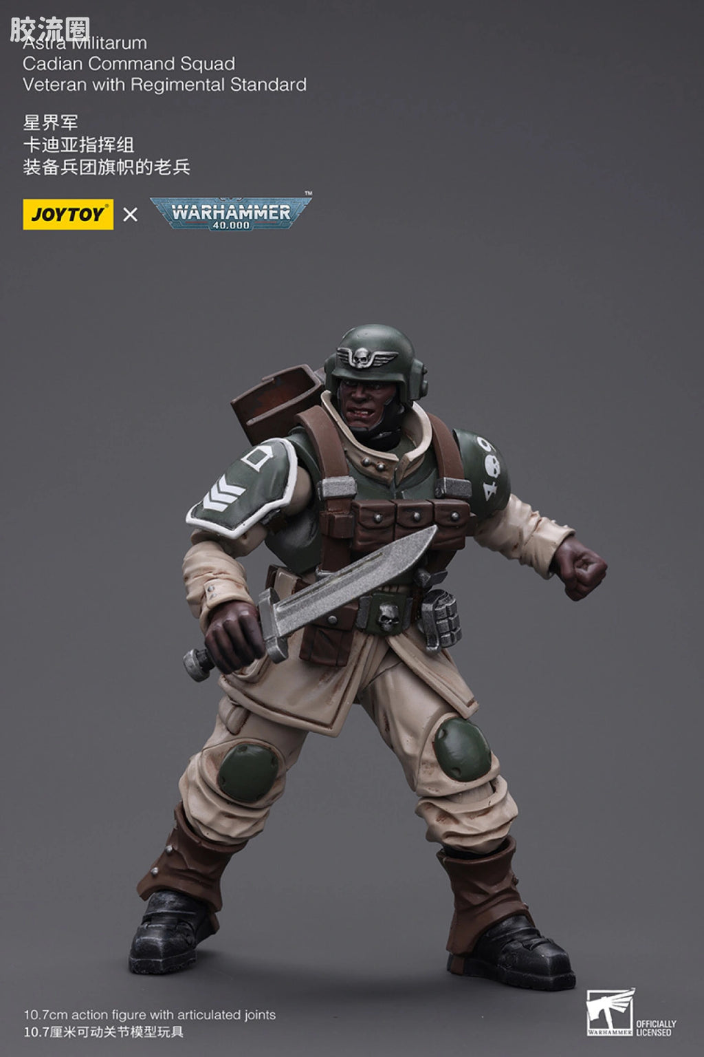 JoyToy Astra Militarum Cadian Command Squad Veteran With Regimental Standard