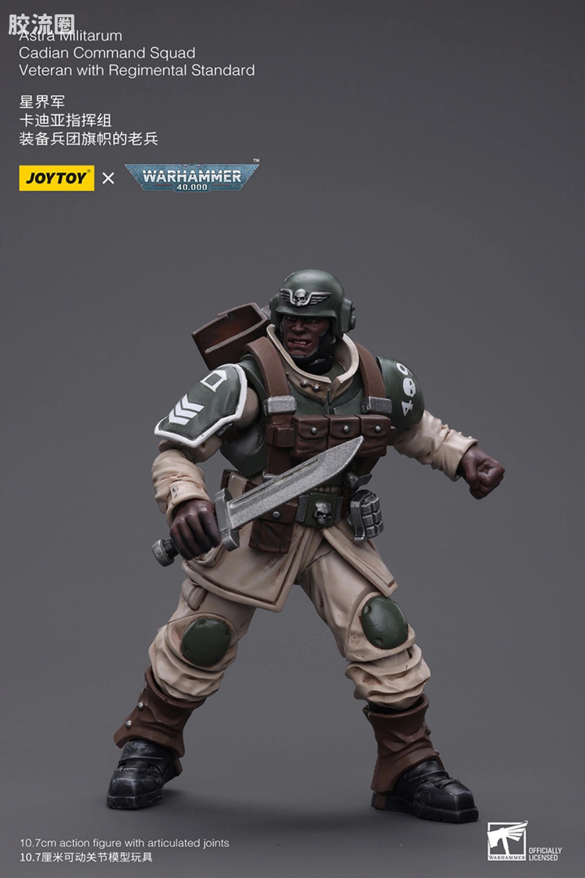 JoyToy Astra Militarum Cadian Command Squad Veteran With Regimental Standard