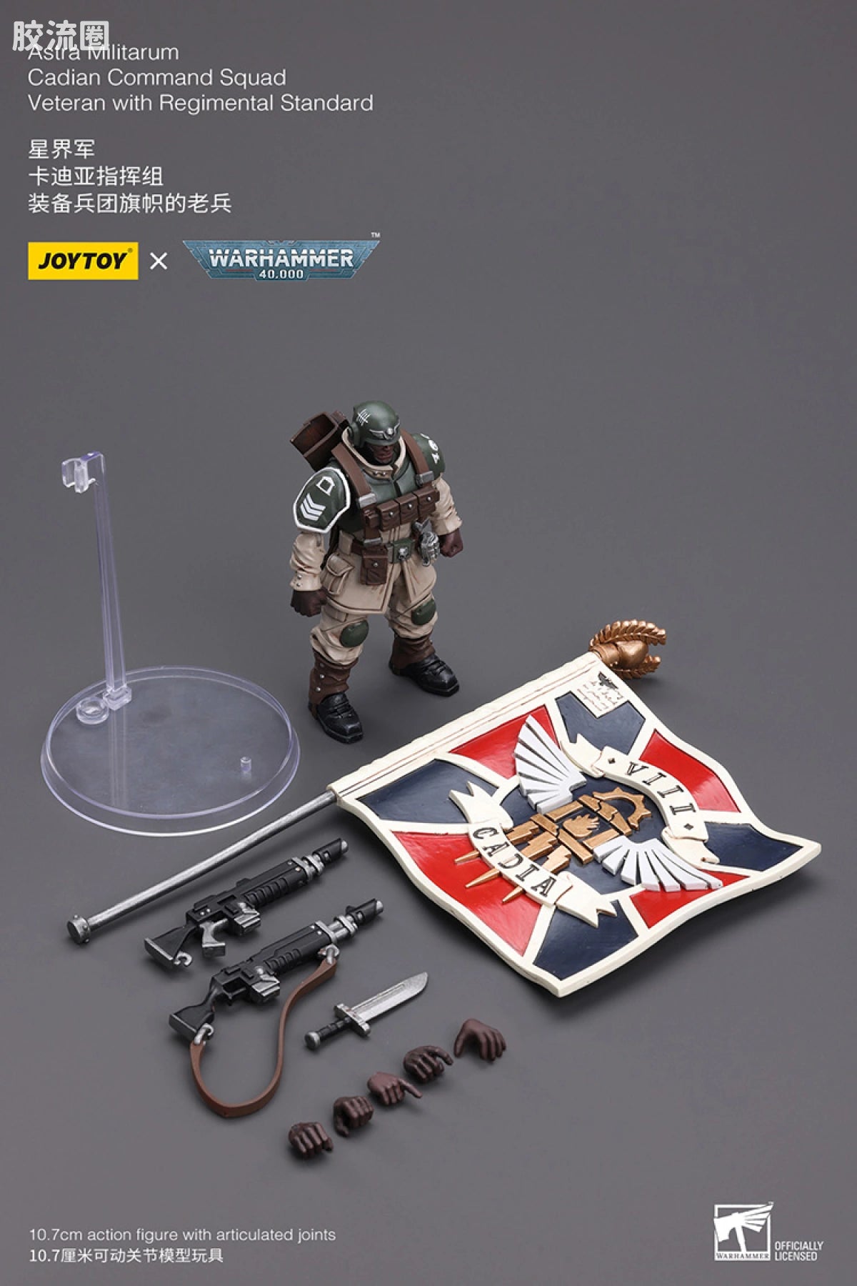 JoyToy Astra Militarum Cadian Command Squad Veteran With Regimental Standard