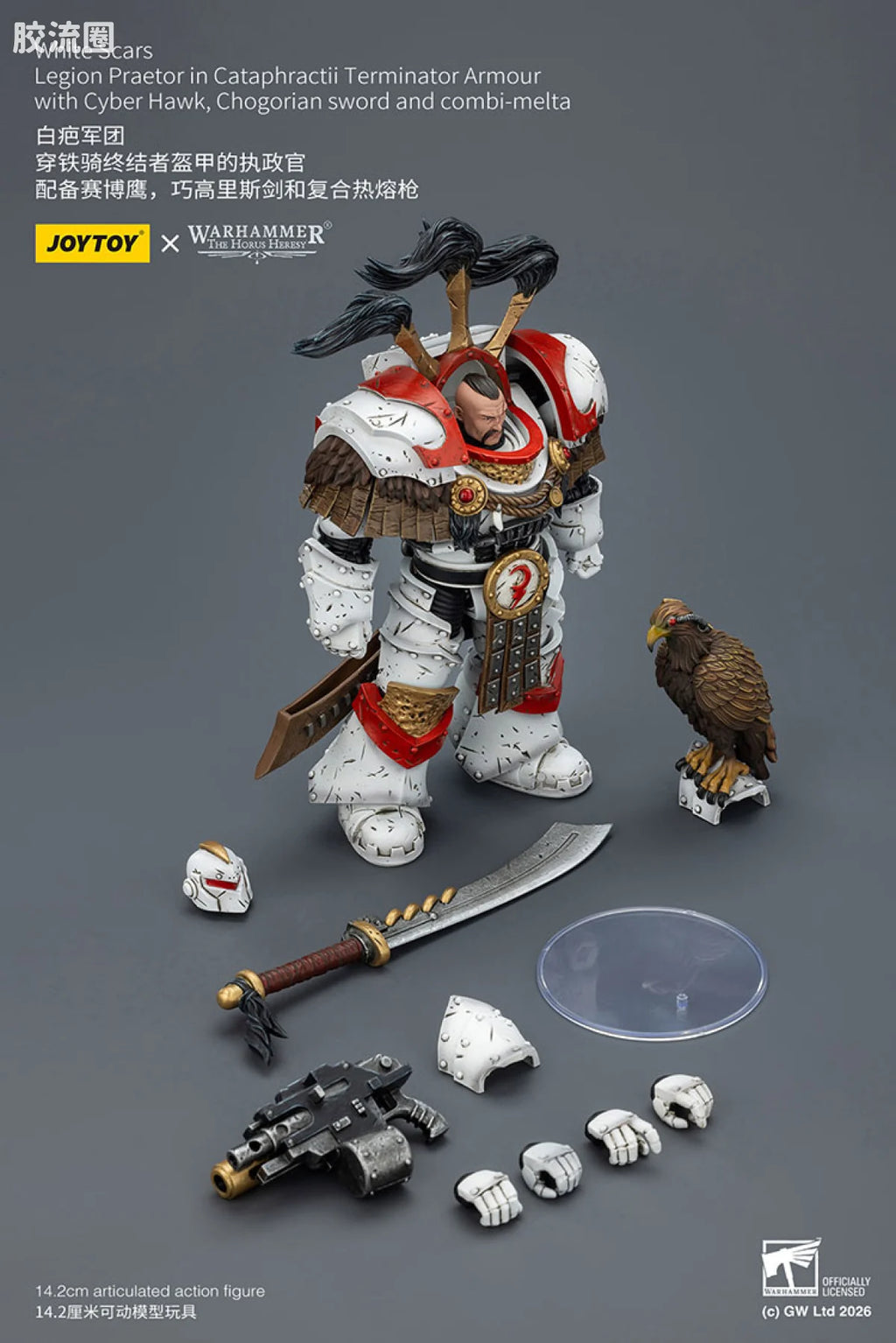 JoyToy Hogorianswordandcombi Meltawhite Scars Legion Praetor In Cataphractii Terminator Armour With Cyber Hawk Chogorian Sword And Combi Melta