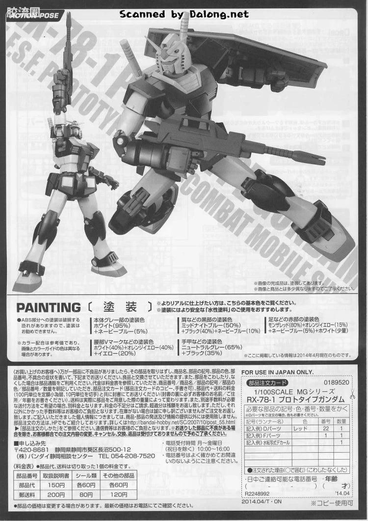P-Bandai MG 1/100 RX-78-1 Prototype Gundam