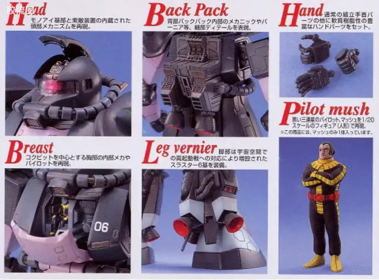 Bandai MG 1/100 MS-06R-1A Zaku II (Black Tri-Stars)